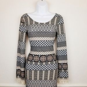 UNIQUE PRINT BODYCON MIDI DRESS